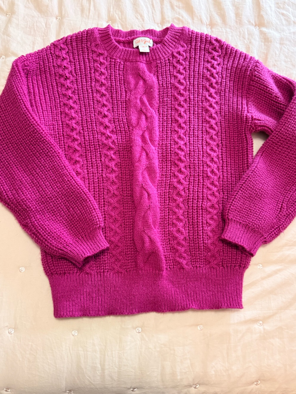 Cat & Jack Girls Cable Knit Sweater - Magenta